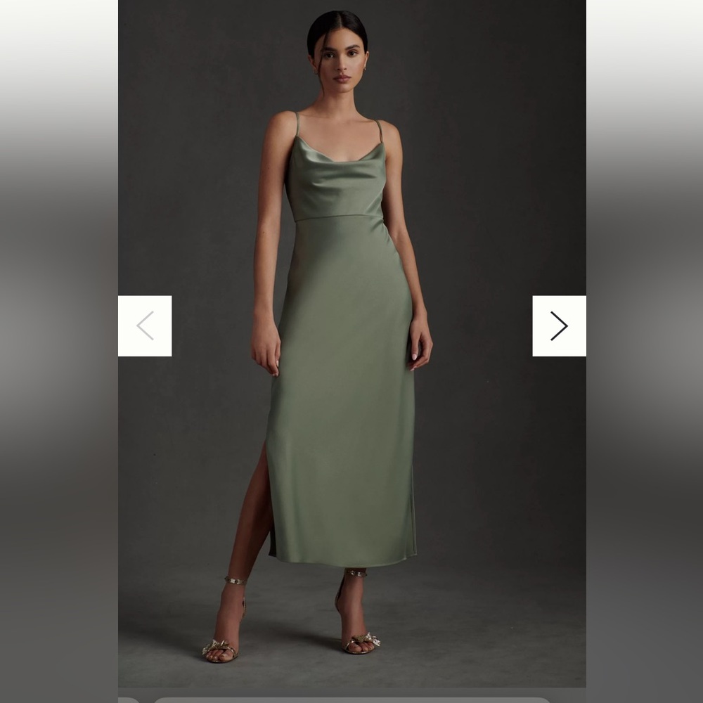 BHLDN Cali Satin Cowl-Neck Midi Slip Dress